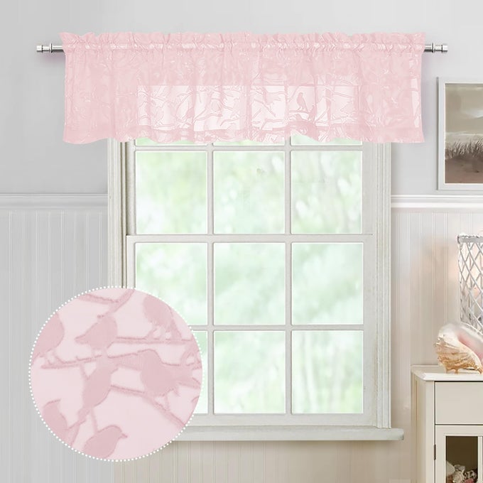 ANJI 2 PANELS SHEER CURTAINS VALANCES FOR WINDOWS 14 INCHES LONG CLASSIC ROD POCKET LIGHT FILTERING SEMI BLUSH PINK SHEER CURTAINS FOR BEDROOM SHORT WINDOW 38WX14L INCHES