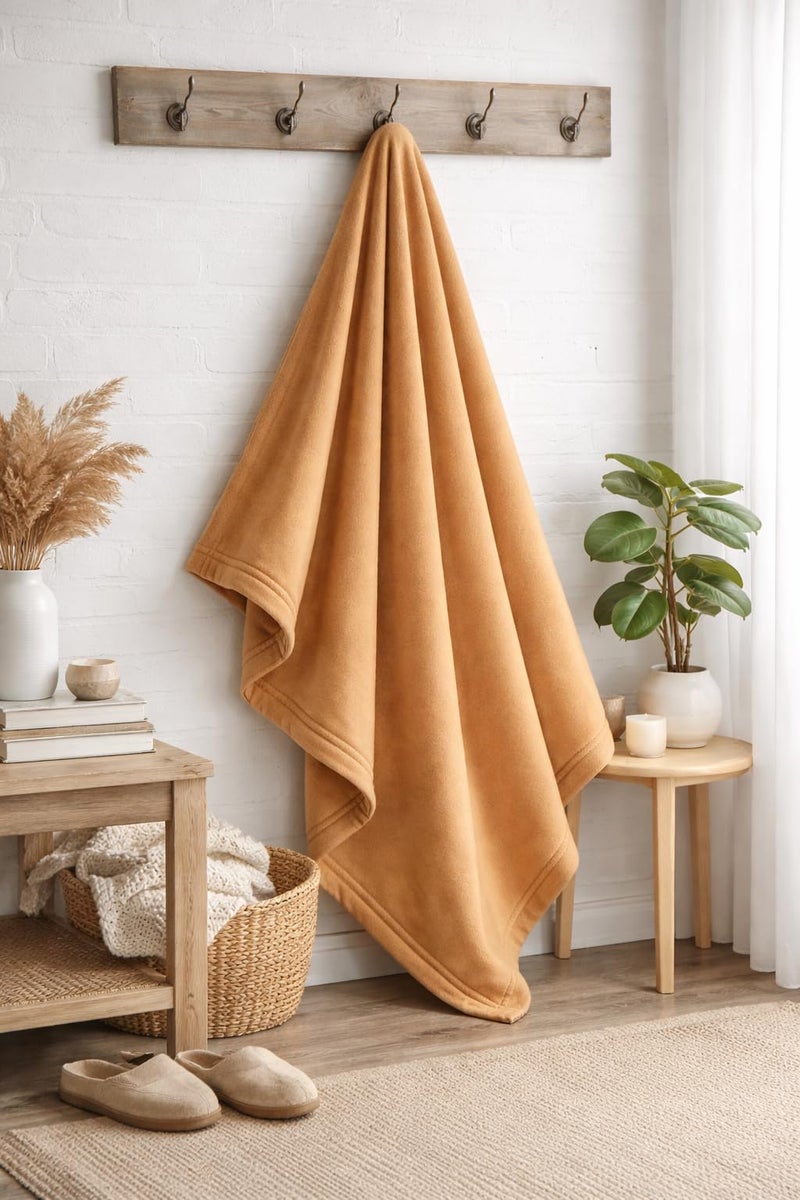 Homitecture Fleece Blanket 300 TC All Season Solid/Plain Light Weight Polar Fleece Single Bed Blanket (230 x 150 cm,Skin Friendly) (Beige) - Image 2