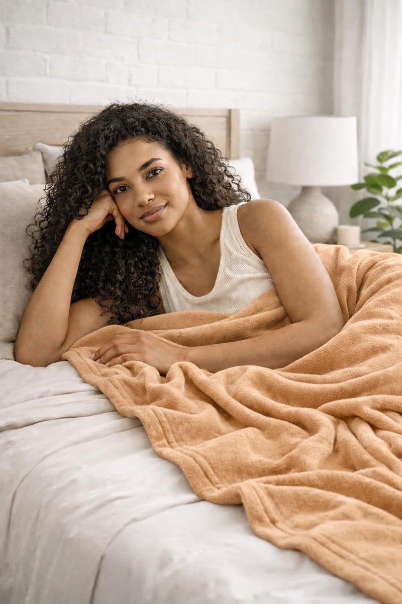 Homitecture Fleece Blanket 300 TC All Season Solid/Plain Light Weight Polar Fleece Single Bed Blanket (230 x 150 cm,Skin Friendly) (Beige) - Image 3