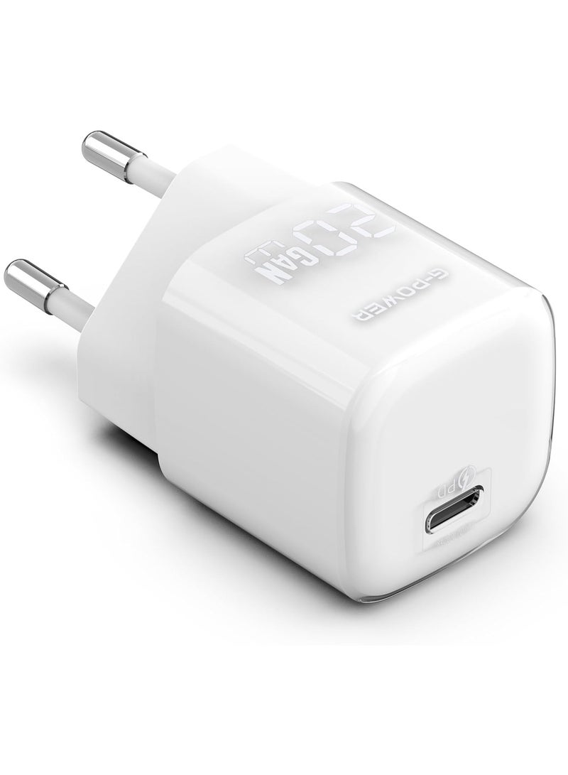 جي باور شاحن سريع G-Power GP-C19 بقوة 20 واط بمنفذ USB-C واحد، متوافق مع أجهزة iPhone 14/14 Plus/14 Pro/14 Pro Max/13، وGalaxy، وPixel 4/3، وiPad - أبيض - Image 1