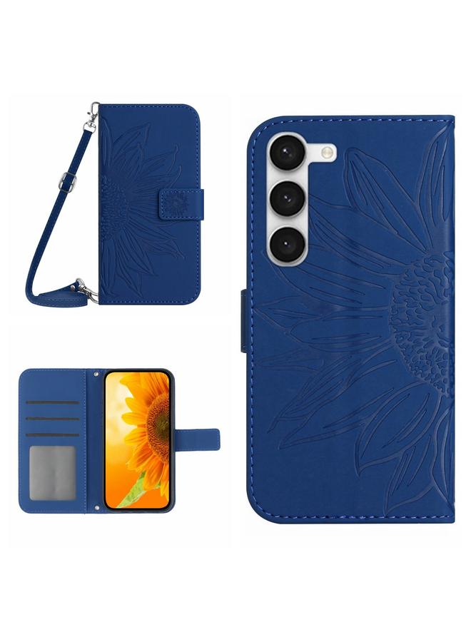 S-TOP Case For Samsung Galaxy S23+ 5G Skin Feel Sun Flower Pattern Flip Leather Phone Case with Lanyard - Image 1