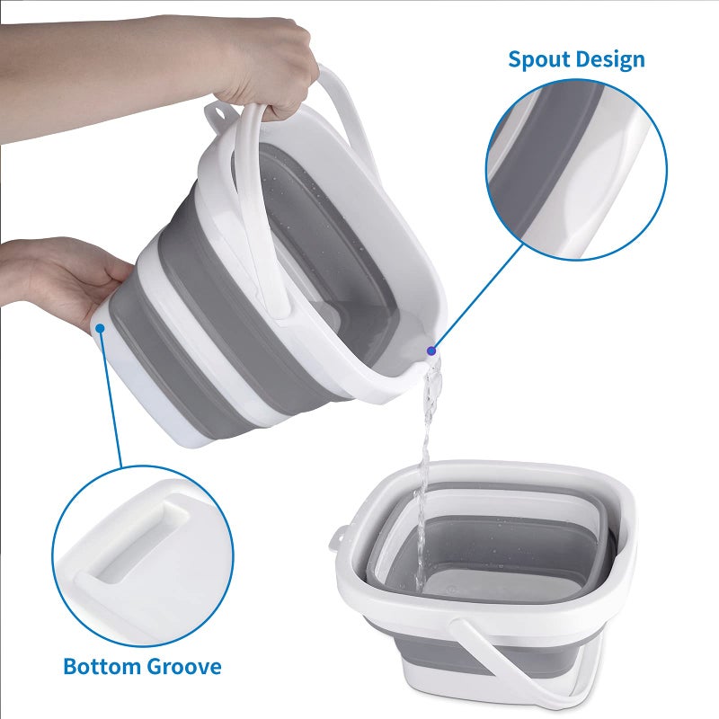 Craftend Collapsible Bucket, 5L 1.3Gallon Small Cleaning Mop Buckets for Household Outdoor Car Washing Tub Plastic Foldable Portable Camping Beach Sand Water Pot Pail Space Saving Square - Image 4