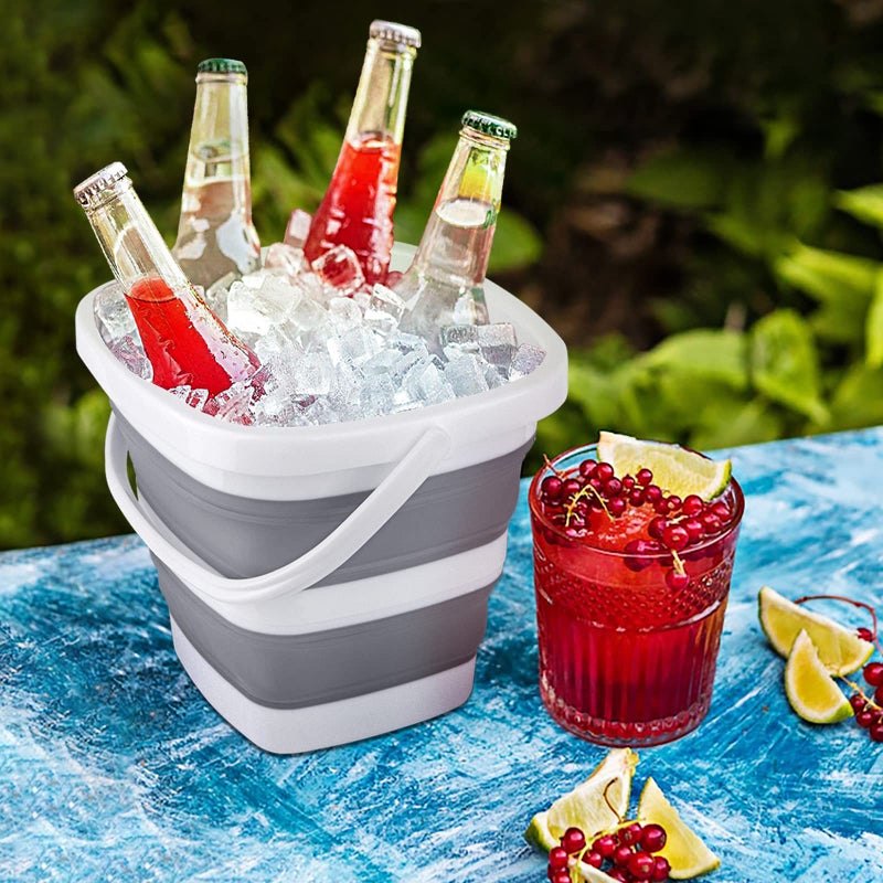 Craftend Collapsible Bucket, 5L 1.3Gallon Small Cleaning Mop Buckets for Household Outdoor Car Washing Tub Plastic Foldable Portable Camping Beach Sand Water Pot Pail Space Saving Square - Image 5