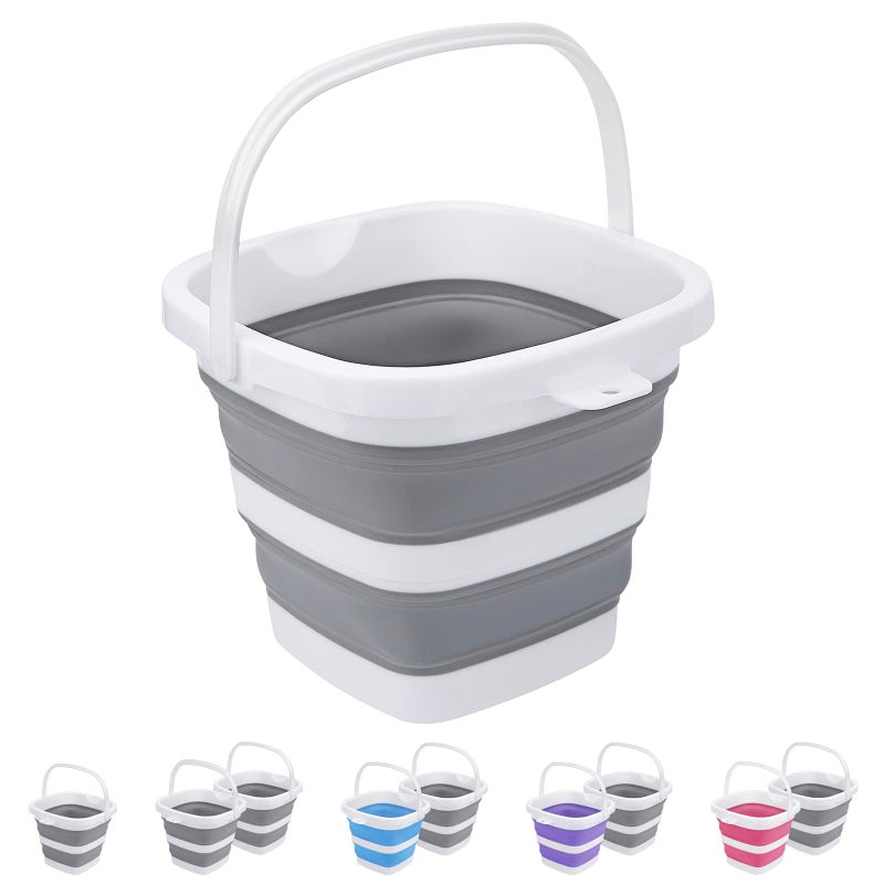 Craftend Collapsible Bucket, 5L 1.3Gallon Small Cleaning Mop Buckets for Household Outdoor Car Washing Tub Plastic Foldable Portable Camping Beach Sand Water Pot Pail Space Saving Square - Image 1