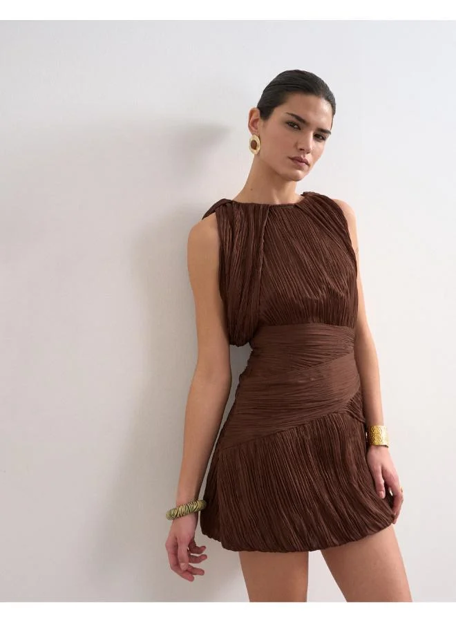Short Sleeve Drape Mini Dress