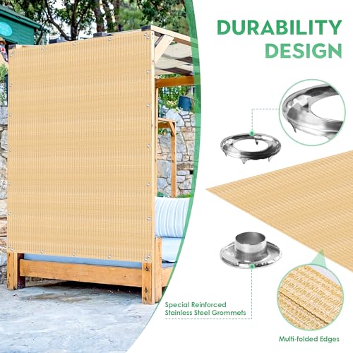 IVYSUN 95% Pergola Shade Cloth,Sun Shade Fabric with Stainless Steel Reinforced Grommets for Shade Covers, Patios,
