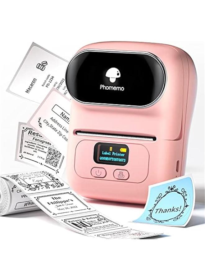 Phomemo Label Maker Machine with Tape, M110 Barcode Label Printer - Portable Bluetooth Thermal Labeler for Address Jewelry Retail Small Business Home Office Compatible Phones &PC Pink - Image 1