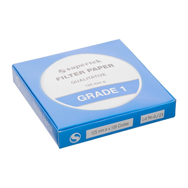 Supertek 125 mm Filter Paper Grade 1 | Qualitative Round Sheets Pack of 100 | Chemistry Lab Experiments for Schools or Laboratory Activities - Image 1