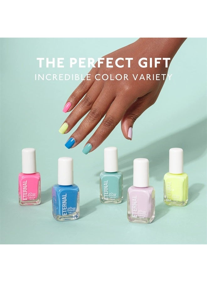 ETERNAL طقم طلاء أظافر وردي للنساء (FUN) - طقم طلاء أظافر أخضر للفتيات - طقم طلاء أظافر أزرق سريع الجفاف وطويل الأمد لتجميل الأظافر في المنزل - صنع في الولايات المتحدة الأمريكية، 13.5 مل (طقم من 5) - Image 4