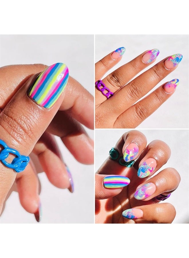 ETERNAL طقم طلاء أظافر وردي للنساء (FUN) - طقم طلاء أظافر أخضر للفتيات - طقم طلاء أظافر أزرق سريع الجفاف وطويل الأمد لتجميل الأظافر في المنزل - صنع في الولايات المتحدة الأمريكية، 13.5 مل (طقم من 5) - Image 2