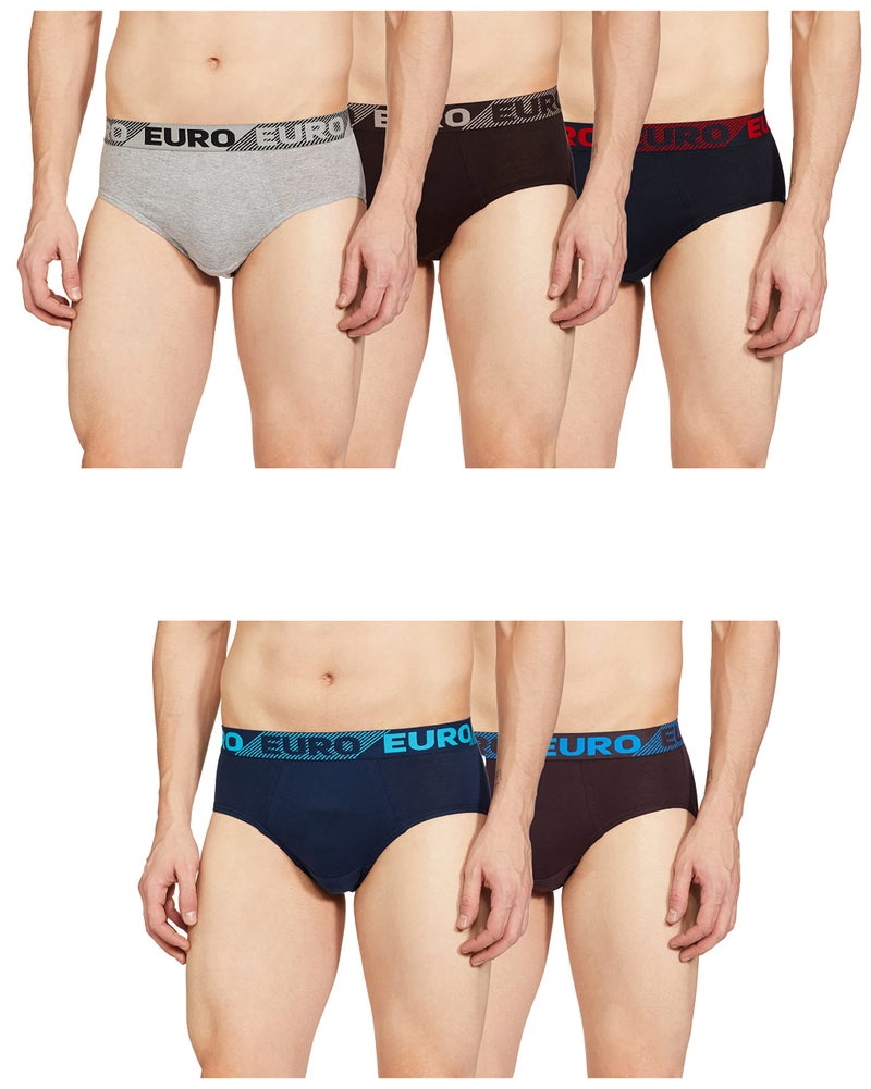 EURO Men's Micra Briefs 100% Cotton | Breathable with Ultrasoft Waistband | Pack of 5 Assorted - Image 5
