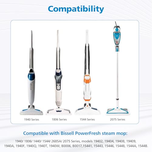 isingo 6 Pack 1940 for Bissell Steam Mop Pads for Bissell PowerFresh Steam Mop 1806 1544 1440 2075A 2685A 1940W 19404 Series, Model 19402 19408 1940a 1940f 1940q 1940t B0006 B0017, Part #5938#203-2633 - Image 2