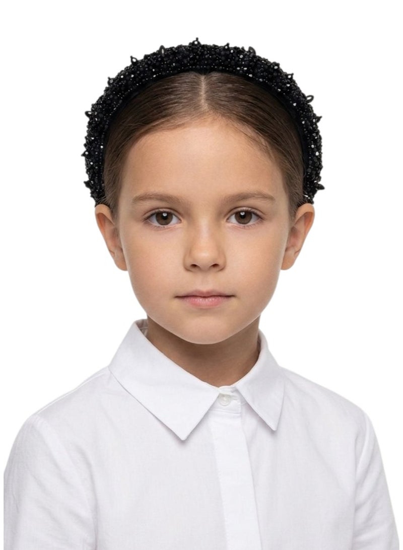 Bidani Crystal Embellished Headband - Black - Image 1