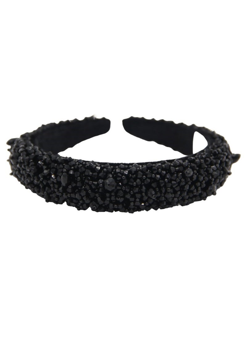 Bidani Crystal Embellished Headband - Black - Image 3