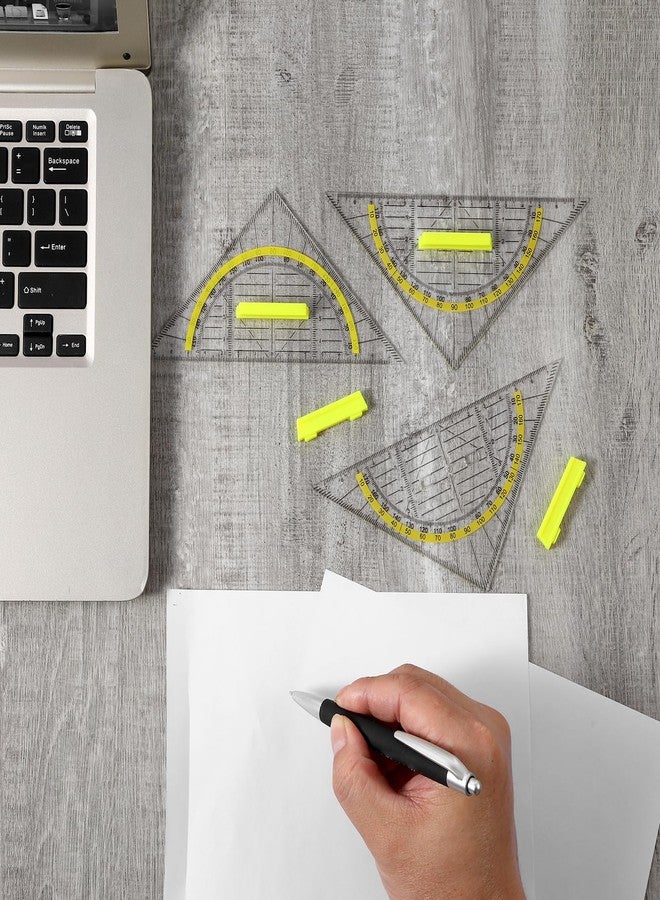 Gtziqa Multifunctional Triangle Ruler with Handle, 4 PCS Transparent Set Square with Protractor Plastic Triangle Ruler Set Drafting Triangles for Designers Architectors Engineers Geometry Drawing Tools - Image 5
