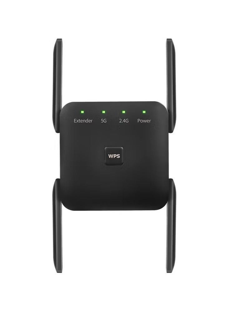 اوليو مكرر لاسلكي 1200 ميجابت في الثانية بتردد مزدوج 2.4 جيجا/5 جيجا، مضخم إشارة واي فاي، موسع نطاق واي فاي للمنزل والمكتب باللون الأسود - Image 1