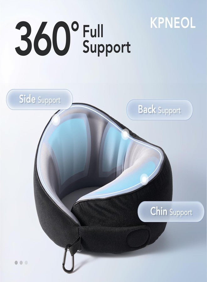 KPNEOL Travel Pillow, 100% Pure Memory Foam Travel Neck Pillow Airplane Neck Support Ergonomic Design for Traveling Suitable for Airplanes,Offices and Cars-Cooling Silk Black - Image 2