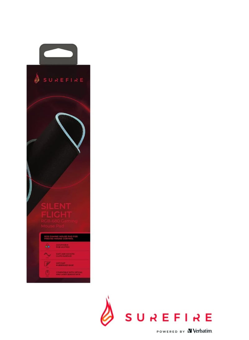 Surefire Silent Flight RGB-680 gaming mouse pad I 680mmx280mmx3 mm I RGB mouse-pad I water-repellent & non-slip I microtextured fabric surface I gaming accessories I gaming pad I Verbatim - Image 1