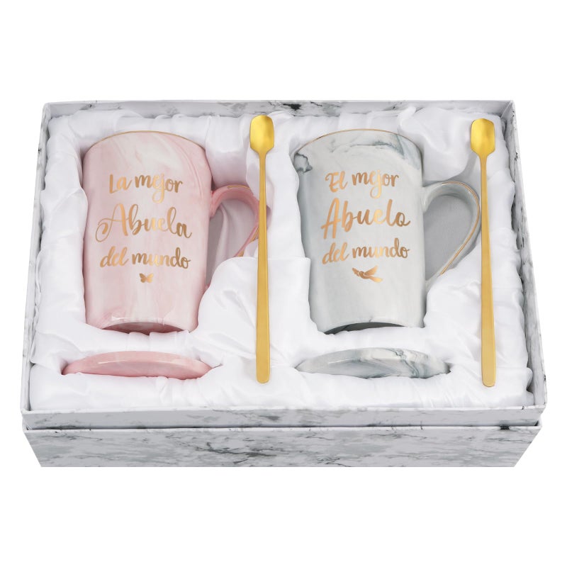 Maustic Abuela Abuelo Gifts in Spanish La Mejor Abuela and Abuelo Coffee Mugs Worlds Best Grandma Grandpa Coffee Mugs Grandparents Gifts on Christmas Mothers Day Fathers Day 14 Oz with Gift Box