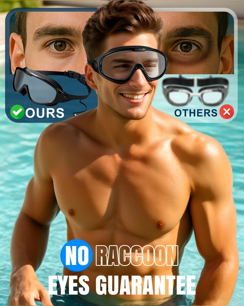Rantizon Swim Goggles 2 Pack, Wide View Anti Fog&UV Swimming Goggles for Audlt, No Leaking Swim Glasses for Men Women Youth - Image 2