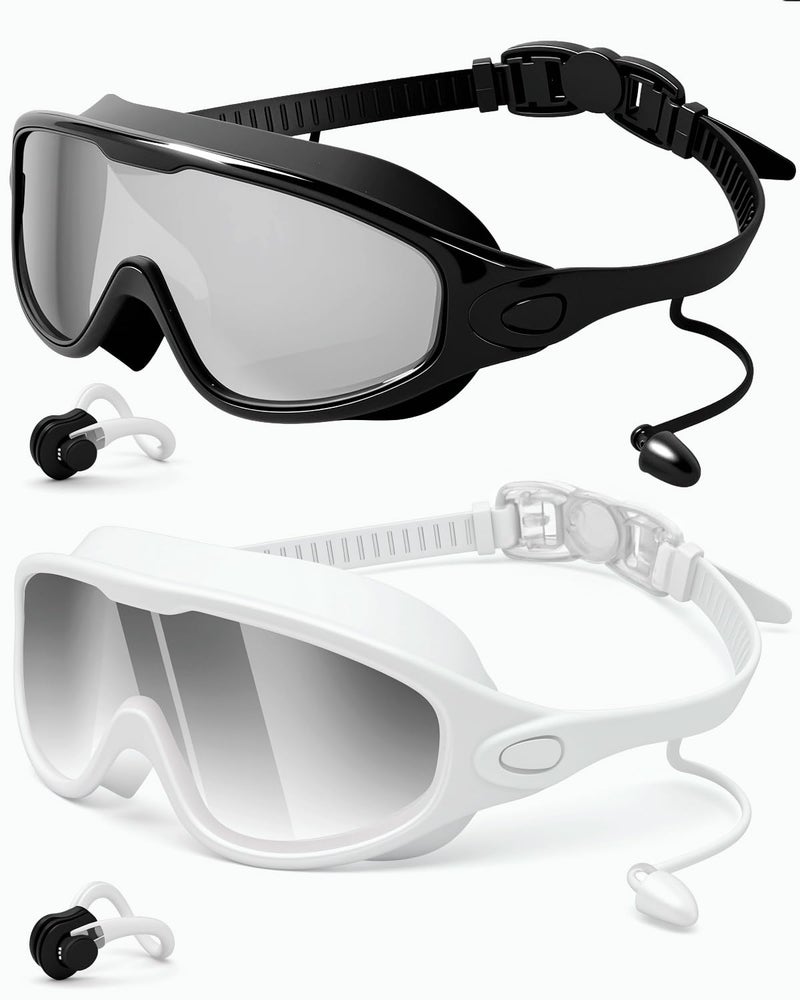 Rantizon Swim Goggles 2 Pack, Wide View Anti Fog&UV Swimming Goggles for Audlt, No Leaking Swim Glasses for Men Women Youth - Image 1