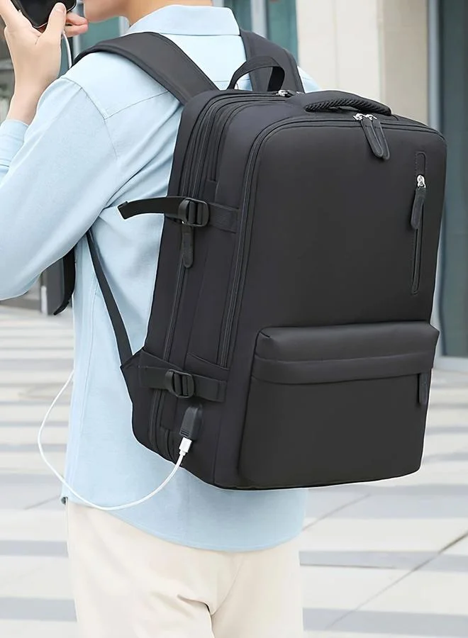 Take Two Take Two Black Travel Solid Zip Closure Backpack