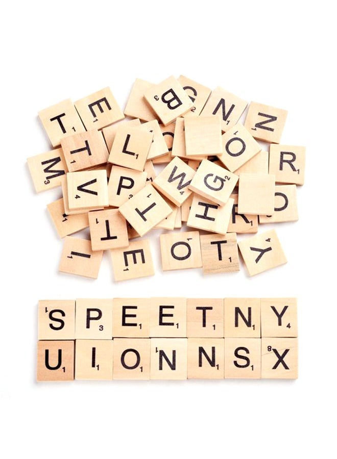 NIBEMINENT 100-Piece Scrabble Natural Wood Alphabet Tiles Block 1.8 x 2 0.5centimeter - Image 1