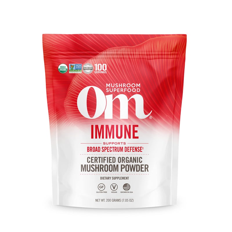 OM MUSHROOM SUPERFOOD Immune Blend Mushroom Powder Superfood Supplement 705 Ounce Pouch 100 Servings Mushroom Blend Reishi Turkey Tail Daily Immune Support Supplement