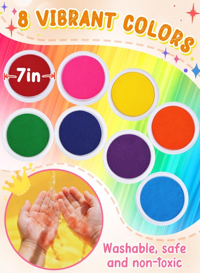 Biubee 7'' Large Washable Ink Pad for Kids Handprint & Footprint - Safe & Non-Toxic Ink Pads for Stamps, Finger Paint Pads Preschool Classroom Must Haves, Toddlers Crafts, Birthday Gifts, 8 Colors - Image 3