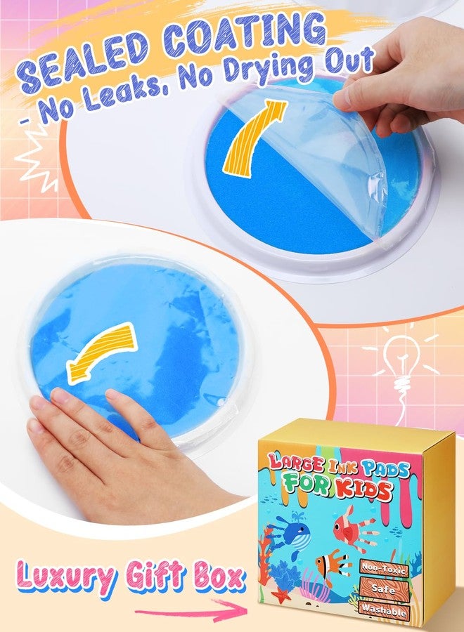 Biubee 7'' Large Washable Ink Pad for Kids Handprint & Footprint - Safe & Non-Toxic Ink Pads for Stamps, Finger Paint Pads Preschool Classroom Must Haves, Toddlers Crafts, Birthday Gifts, 8 Colors - Image 4