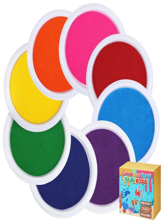 Biubee 7'' Large Washable Ink Pad for Kids Handprint & Footprint - Safe & Non-Toxic Ink Pads for Stamps, Finger Paint Pads Preschool Classroom Must Haves, Toddlers Crafts, Birthday Gifts, 8 Colors - Image 1