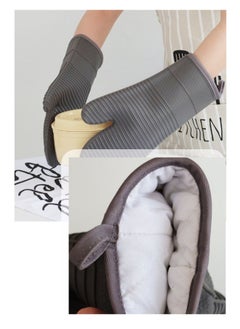 Bukela 1 Pair of Short Oven Mitts, High Temperature Resistant Silicone Kitchen Oven Mitts, Mini Oven Mitts with Non-Slip Grip Surface and Hanging Loop for Grilling, Baking, Cooking and BBQ (Gray)  - Image 4