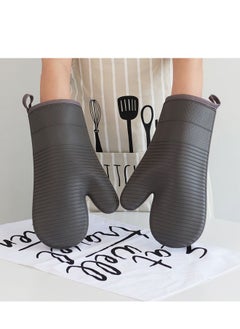 Bukela 1 Pair of Short Oven Mitts, High Temperature Resistant Silicone Kitchen Oven Mitts, Mini Oven Mitts with Non-Slip Grip Surface and Hanging Loop for Grilling, Baking, Cooking and BBQ (Gray)  - Image 5