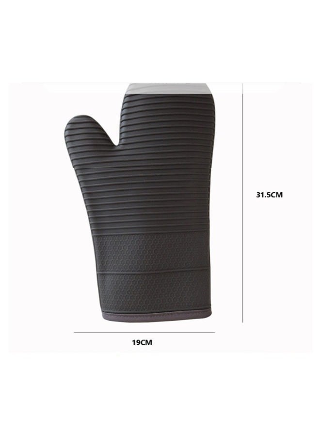 Bukela - 1 Pair of Short Oven Mitts, High Temperature Resistant Silicone Kitchen Oven Mitts, Mini Oven Mitts with Non-Slip Grip Surface and Hanging Loop for Grilling, Baking, Cooking and BBQ (Gray) - Image 1