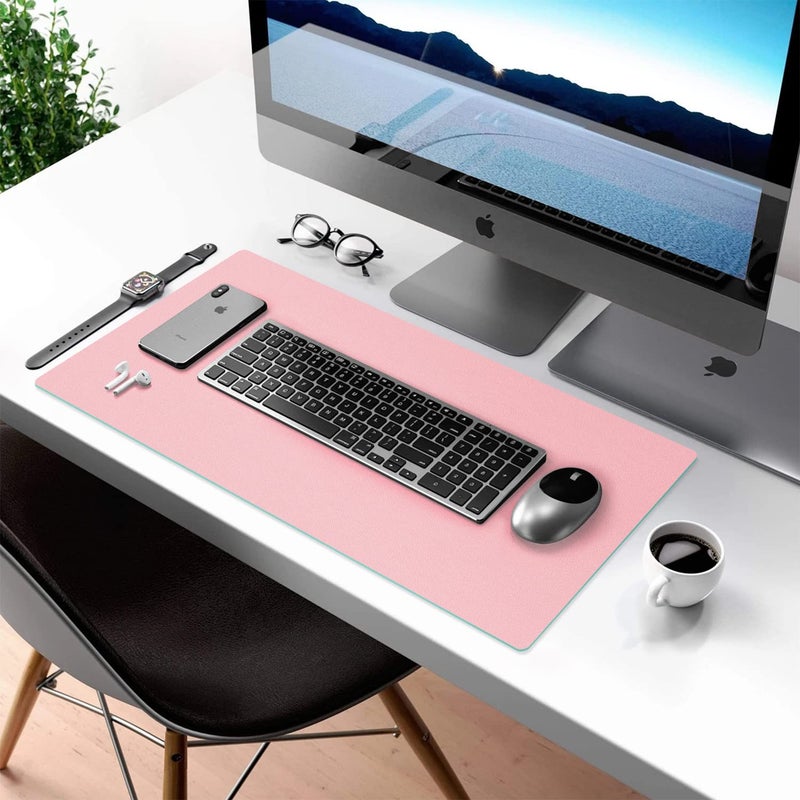 Aothia Double-Sided PU Leather Desk Pad - Non-Slip Large Mouse Pad & Desk Mat for Office, Home - Waterproof, Easy to Clean, Durable Dual-Sided Surface (23.6"x13.7", Pink) - Image 4