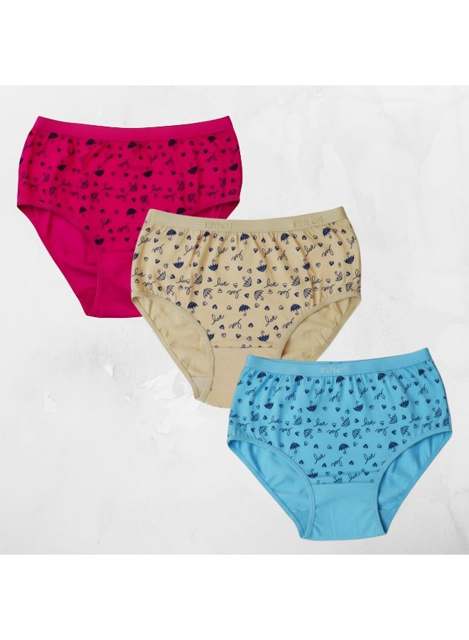 Eiffel Women’s High-Waisted Cotton Briefs - (Pack of 3 )100% Premium Syrian Cotton - Image 2