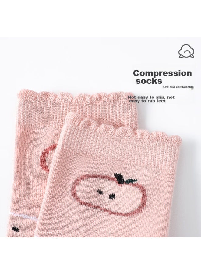 LANG SHA Langsha Children's Socks, Girls' Mid-calf Cotton Socks For Autumn And Winter, Comfortable, Breathable, Soft, For Older Children And Students, Cute Lace-trimmed Socks - Image 4