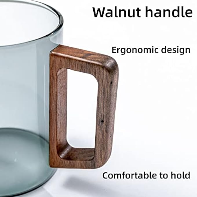 POSICHE كوب شاي للمكتب، فصل الشاي عن الماء، كوب شاي خفيف، مقبض خشبي فاخر، زجاج عالي البورسليكات، كوب ثلاثي القطع، زجاج رمادي دخاني، كوب شاي أخضر، موقد سيراميك كهربائي أنيق للتدفئة، سعة 525 مل - Image 3