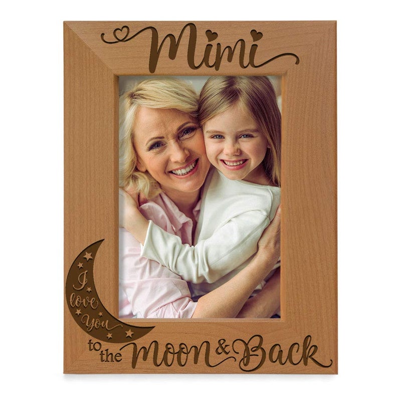Kate Posh KATE POSH  Mimi I Love You to The Moon and Back Engraved Natural Wood Picture Frame Grandparents Day Gifts Grandma Gifts for Nana 5x7Vertical