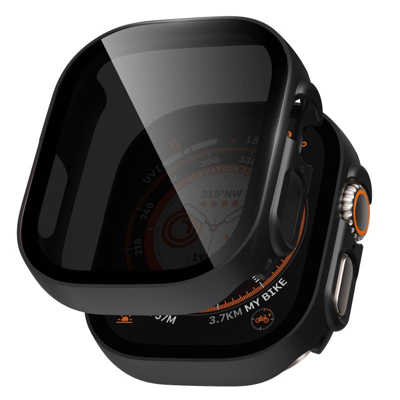 KASTWAVE Privacy Screen Protector Case 49mm for Apple Watch Ultra/Ultra 2, 2 Pack, Anti-Scratch, Anti-Spy, Ultra-Thin, Waterproof, Tempered Glass, Black - Image 3