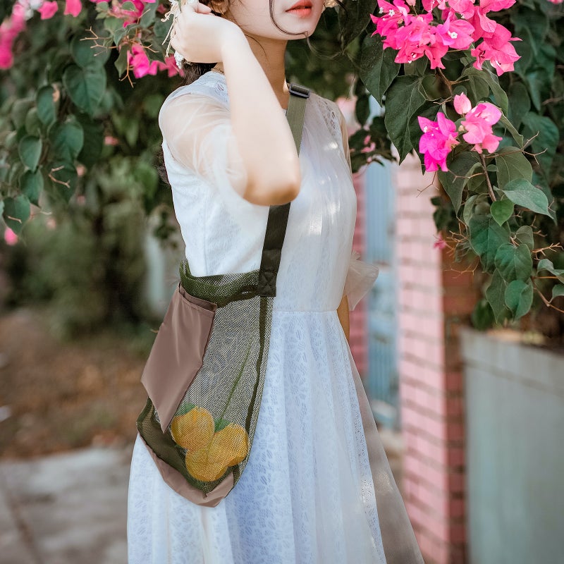 Large Capacity Mesh Bag Convenient Shoulder Bag Folding Crossbody Bag Outdoor Supply - Image 4