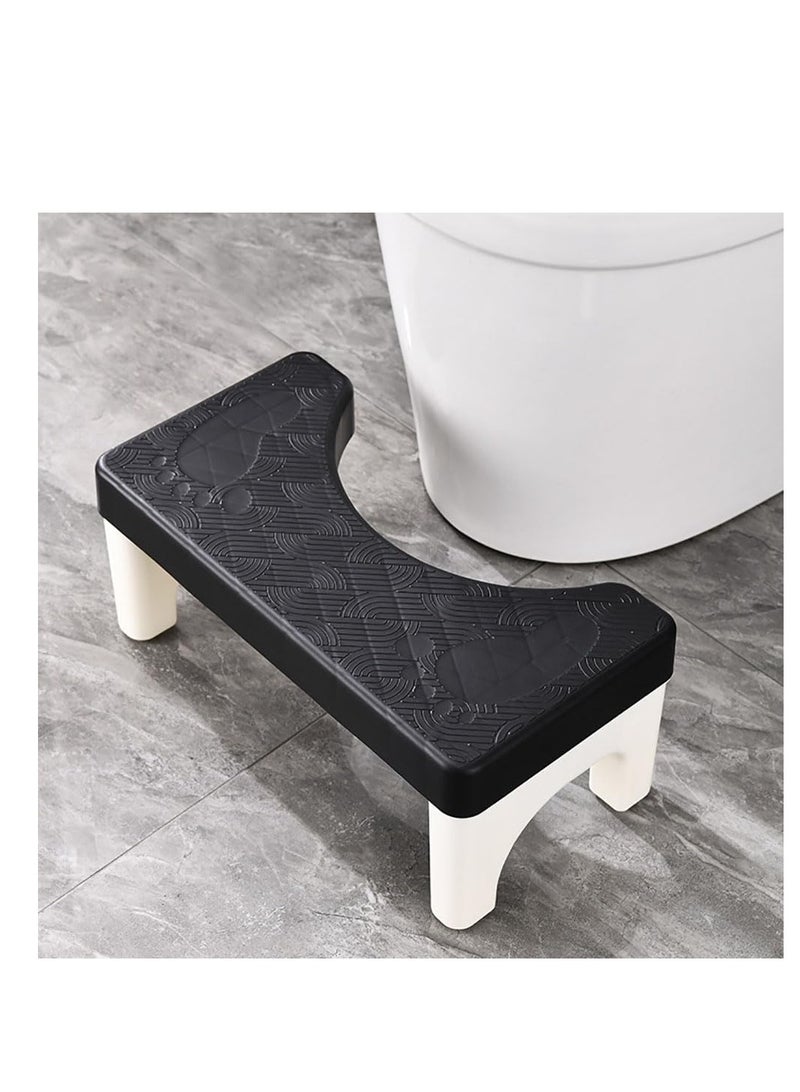 Non-slip bathroom toilet stool plastic potty stool plastic squatting stool for adults and children toilet footstool to prevent constipation and promote defecation (black)  - Image 1