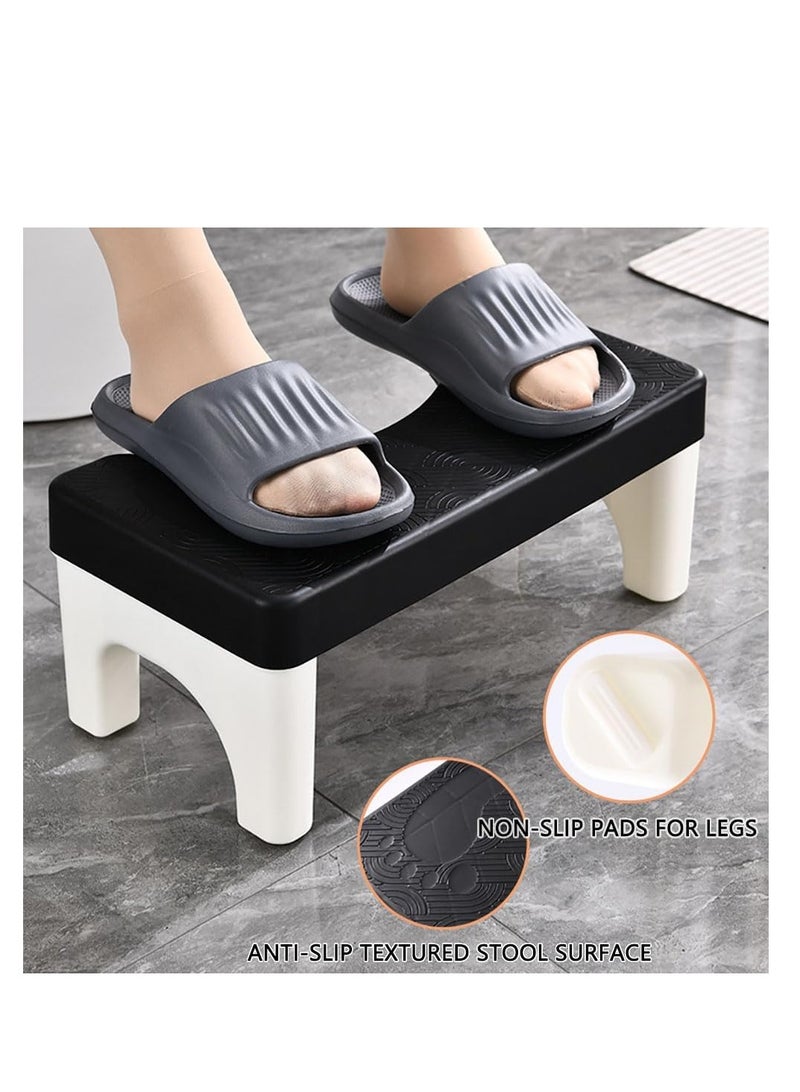 Non-slip bathroom toilet stool plastic potty stool plastic squatting stool for adults and children toilet footstool to prevent constipation and promote defecation (black)  - Image 3