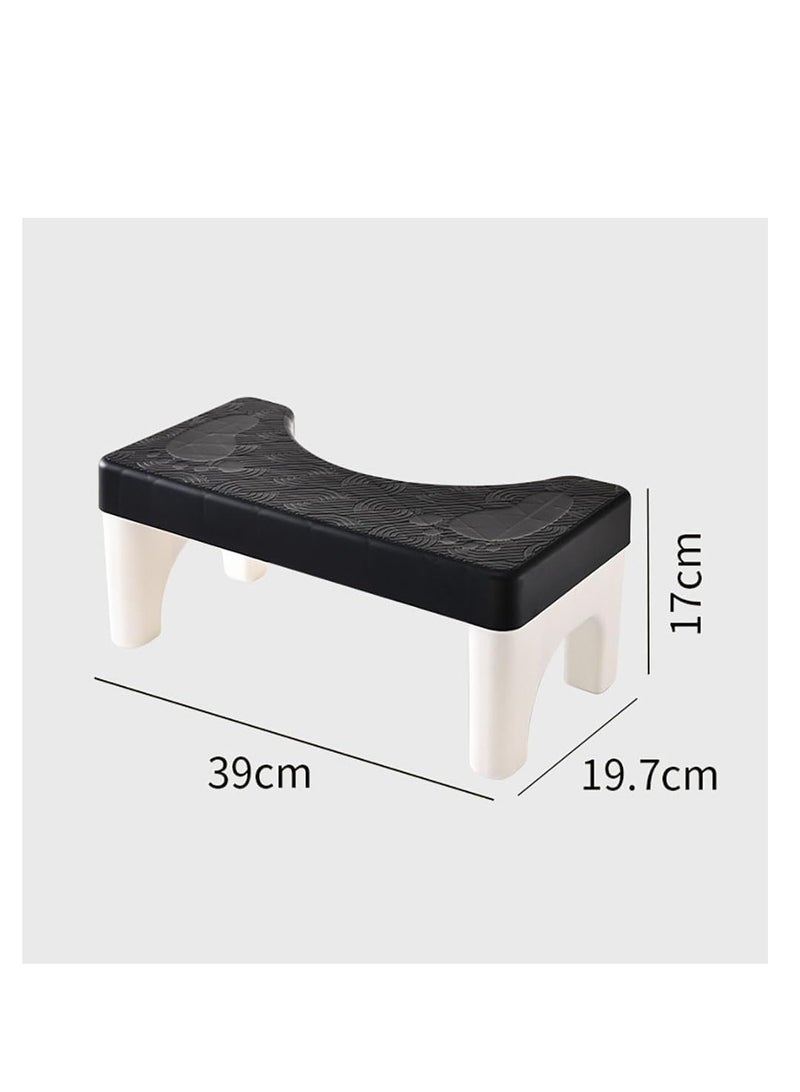 Non-slip bathroom toilet stool plastic potty stool plastic squatting stool for adults and children toilet footstool to prevent constipation and promote defecation (black)  - Image 2