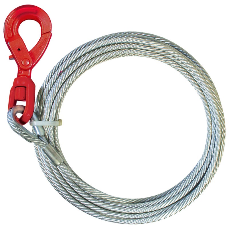 VULCAN Winch Cable SelfLocking Swivel Hook Galvanized Steel Core 38 Inch x 75 Foot 14000 Lbs Minimum Breaking Strength