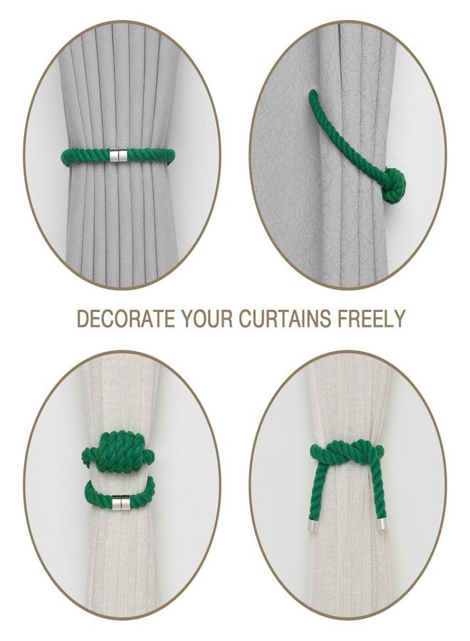 NICEEC 2 Pack Natural Cotton Rope Magnetic Curtain Tiebacks Modern Simple Style Drape Tie Backs Elegant Hand Weave Rope Knot Decorative Curtain Holdbacks for Home & Office Window Drapery (Green) - Image 5