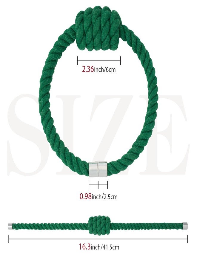 NICEEC 2 Pack Natural Cotton Rope Magnetic Curtain Tiebacks Modern Simple Style Drape Tie Backs Elegant Hand Weave Rope Knot Decorative Curtain Holdbacks for Home & Office Window Drapery (Green) - Image 4