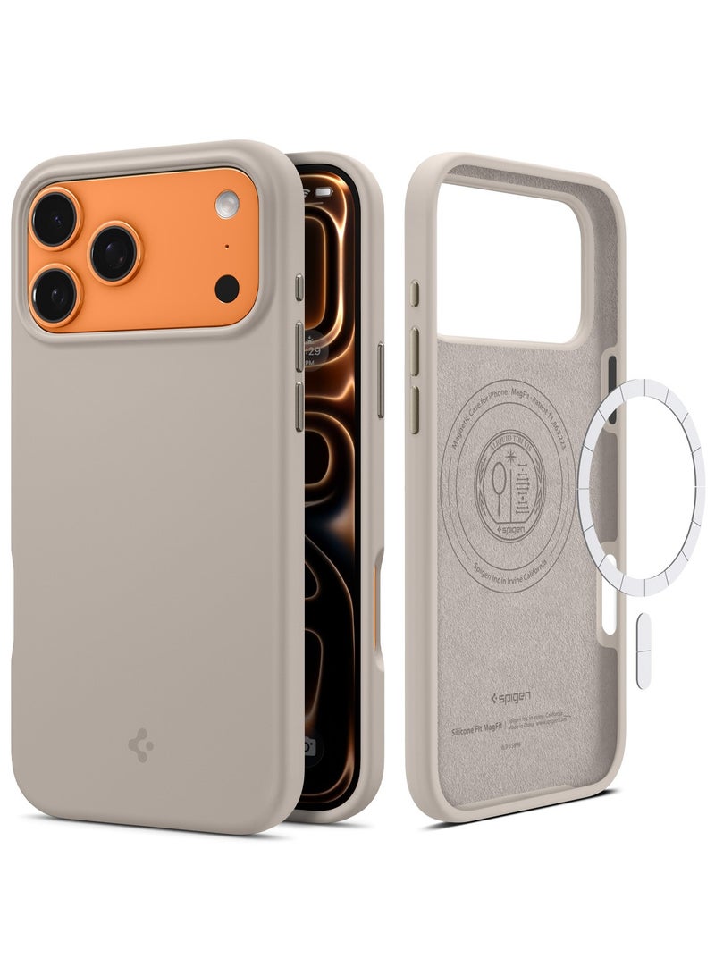 Spigen Silicone Fit MagFit for iPhone 17 Pro MagSafe Case Cover - Stone - Image 1