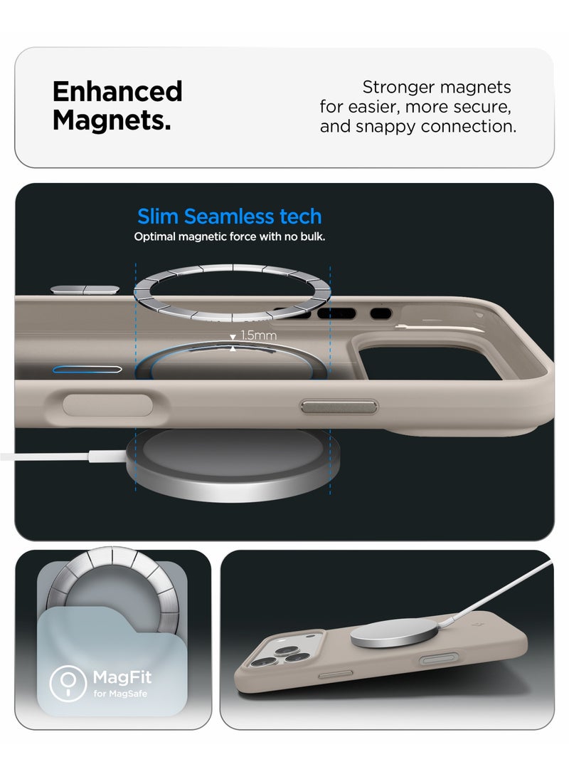 Spigen Silicone Fit MagFit for iPhone 17 Pro MagSafe Case Cover - Stone - Image 5