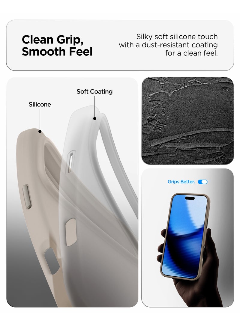 Spigen Silicone Fit MagFit for iPhone 17 Pro MagSafe Case Cover - Stone - Image 3